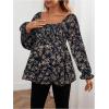 image:imageMakeMeChic Womens Maternity Blouse Floral Square Neck Ruffle Sleeve Shirts Peplum Shirred Business Office Work TopsBlue Floral