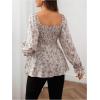 image:imageMakeMeChic Womens Maternity Blouse Floral Square Neck Ruffle Sleeve Shirts Peplum Shirred Business Office Work TopsMulticolor
