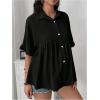 image:imageMakeMeChic Womens Maternity Blouse Linen Half Sleeve Collar Ruffle Button Down Shirt Pregnancy TopBlack