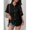 image:imageMakeMeChic Womens Maternity Blouse Linen Half Sleeve Collar Ruffle Button Down Shirt Pregnancy TopBlack