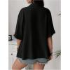 image:imageMakeMeChic Womens Maternity Blouse Linen Half Sleeve Collar Ruffle Button Down Shirt Pregnancy TopBlack