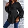 image:imageMakeMeChic Womens Maternity Blouse Long Sleeve Belted Button Down Casual Pregnancy Blouse TopsBlack