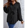 image:imageMakeMeChic Womens Maternity Blouse Long Sleeve Belted Button Down Casual Pregnancy Blouse TopsBlack