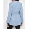 image:imageMakeMeChic Womens Maternity Blouse Long Sleeve Belted Button Down Casual Pregnancy Blouse TopsBlue