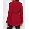 image:imageMakeMeChic Womens Maternity Blouse Long Sleeve Belted Button Down Casual Pregnancy Blouse TopsBurgundy