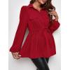 image:imageMakeMeChic Womens Maternity Blouse Long Sleeve Belted Button Down Casual Pregnancy Blouse TopsBurgundy