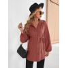 image:imageMakeMeChic Womens Maternity Blouse Long Sleeve Belted Button Down Casual Pregnancy Blouse TopsRedwood
