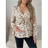 image:imageMakeMeChic Womens Maternity Blouse Long Sleeve V Neck Wrap Tops Ruffle Belted Maternity ClothesApricot