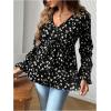 image:imageMakeMeChic Womens Maternity Blouse Long Sleeve V Neck Wrap Tops Ruffle Belted Maternity ClothesBlack
