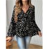 image:imageMakeMeChic Womens Maternity Blouse Long Sleeve V Neck Wrap Tops Ruffle Belted Maternity ClothesBlack