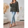 image:imageMakeMeChic Womens Maternity Blouse Long Sleeve V Neck Wrap Tops Ruffle Belted Maternity ClothesBlack Cheetah
