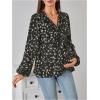 image:imageMakeMeChic Womens Maternity Blouse Long Sleeve V Neck Wrap Tops Ruffle Belted Maternity ClothesBlack Cheetah