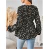 image:imageMakeMeChic Womens Maternity Blouse Long Sleeve V Neck Wrap Tops Ruffle Belted Maternity ClothesBlack Cheetah