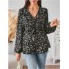 image:imageMakeMeChic Womens Maternity Blouse Long Sleeve V Neck Wrap Tops Ruffle Belted Maternity ClothesBlack Cheetah
