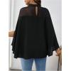 image:imageMakeMeChic Womens Maternity Blouse Mock Neck Mesh Sheer Keyhole Back Pregnancy Poncho TopBlack