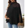 image:imageMakeMeChic Womens Maternity Blouse Mock Neck Mesh Sheer Keyhole Back Pregnancy Poncho TopBlack