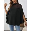 image:imageMakeMeChic Womens Maternity Blouse Mock Neck Mesh Sheer Keyhole Back Pregnancy Poncho TopBlack