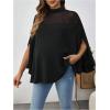 image:imageMakeMeChic Womens Maternity Blouse Mock Neck Mesh Sheer Keyhole Back Pregnancy Poncho TopBlack