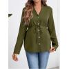image:imageMakeMeChic Womens Maternity Blouse Notched Button Down Ruffle Long Sleeve Dressy TopsArmy Green