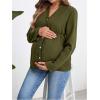 image:imageMakeMeChic Womens Maternity Blouse Notched Button Down Ruffle Long Sleeve Dressy TopsArmy Green