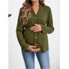image:imageMakeMeChic Womens Maternity Blouse Notched Button Down Ruffle Long Sleeve Dressy TopsArmy Green