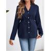 image:imageMakeMeChic Womens Maternity Blouse Notched Button Down Ruffle Long Sleeve Dressy TopsBlue