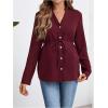 image:imageMakeMeChic Womens Maternity Blouse Notched Button Down Ruffle Long Sleeve Dressy TopsBurgundy