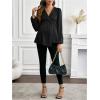 image:imageMakeMeChic Womens Maternity Blouse Work Clothes Pregnancy Twisted V Neck Lantern Sleeve Peplum TopsBlack