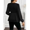 image:imageMakeMeChic Womens Maternity Blouse Work Clothes Pregnancy Twisted V Neck Lantern Sleeve Peplum TopsBlack