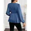 image:imageMakeMeChic Womens Maternity Blouse Work Clothes Pregnancy Twisted V Neck Lantern Sleeve Peplum TopsBlue