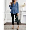 image:imageMakeMeChic Womens Maternity Blouse Work Clothes Pregnancy Twisted V Neck Lantern Sleeve Peplum TopsBlue