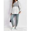 image:imageMakeMeChic Womens Maternity Blouses Long Sleeve Collared Rib Knitted 2 in 1 Babydoll ShirtGrey and White