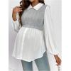 image:imageMakeMeChic Womens Maternity Blouses Long Sleeve Collared Rib Knitted 2 in 1 Babydoll ShirtGrey and White