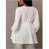 image:imageMakeMeChic Womens Maternity Blouses Swiss Dots Long Sleeve V Neck Tie Front Babydoll Tops ShirtWhite