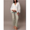 image:imageMakeMeChic Womens Maternity Blouses Swiss Dots Long Sleeve V Neck Tie Front Babydoll Tops ShirtWhite