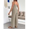 image:imageMakeMeChic Womens Maternity Cami Jumpsuit Spaghetti Strap Rib Wide Leg Pregnancy Overalls Romper Vacation OutfitsApricot