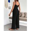 image:imageMakeMeChic Womens Maternity Cami Jumpsuit Spaghetti Strap Rib Wide Leg Pregnancy Overalls Romper Vacation OutfitsBlack