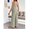 image:imageMakeMeChic Womens Maternity Cami Jumpsuit Spaghetti Strap Rib Wide Leg Pregnancy Overalls Romper Vacation OutfitsGreen