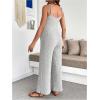 image:imageMakeMeChic Womens Maternity Cami Jumpsuit Spaghetti Strap Rib Wide Leg Pregnancy Overalls Romper Vacation OutfitsGrey