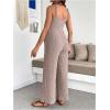 image:imageMakeMeChic Womens Maternity Cami Jumpsuit Spaghetti Strap Rib Wide Leg Pregnancy Overalls Romper Vacation OutfitsPink