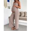image:imageMakeMeChic Womens Maternity Cami Jumpsuit Spaghetti Strap Rib Wide Leg Pregnancy Overalls Romper Vacation OutfitsPink