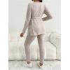 image:imageMakeMeChic Womens Maternity Clothes 2 Piece Outfit Long Sleeve V Neck Belted Tops and Leggings Pregnancy SetApricot