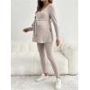 image:imageMakeMeChic Womens Maternity Clothes 2 Piece Outfit Long Sleeve V Neck Belted Tops and Leggings Pregnancy SetApricot