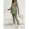 image:imageMakeMeChic Womens Maternity Clothes 2 Piece Outfit Long Sleeve V Neck Belted Tops and Leggings Pregnancy SetArmy Green
