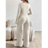 image:imageMakeMeChic Womens Maternity Clothes 2 Piece Spring Outfits Asymmetrical Top and Pants Matching Sets Apricot Large