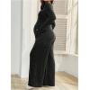 image:imageMakeMeChic Womens Maternity Clothes 2 Piece Spring Outfits Asymmetrical Top and Pants Matching Sets Dark Grey Large