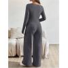 image:imageMakeMeChic Womens Maternity Clothes 2 Piece Spring Outfits Asymmetrical Top and Pants Matching Sets Grey Large