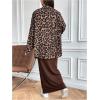 image:imageMakeMeChic Womens Maternity Clothes 2 Piece Summer Outfit Cheetah Print Button Down Shirt and Tank Maxi Dress Sets Brown Large