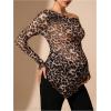 image:imageMakeMeChic Womens Maternity Clothes Cheetah Print Off The Shoulder Tops Long Sleeve Pregnancy Tee ShirtBrown