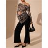 image:imageMakeMeChic Womens Maternity Clothes Cheetah Print Off The Shoulder Tops Long Sleeve Pregnancy Tee ShirtBrown
